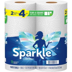 imageSparkle TearASquare Paper Towels 2 Double Rolls  4 Regular Rolls Customizable Sheet Size Paper Towel110 sheet Pack of 2