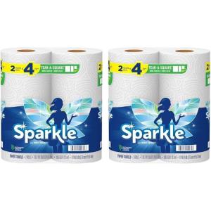 imageSparkle TearASquare Paper Towels 2 Double Rolls  4 Regular Rolls Customizable Sheet Size Paper Towel110 sheet Pack of 4
