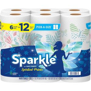 imageSparkle TearASquare Paper Towels 2 Double Rolls  4 Regular Rolls Customizable Sheet Size Paper Towel110 sheet Pack of 6