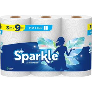 imageSparkle PickASize Paper Towels 3 Triple Rolls  9 Regular Rolls Everyday Value Paper Towel With Full And Half Sheets165 sheet Pack of 3