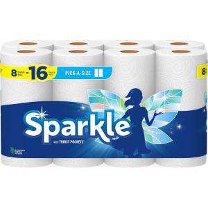 image:imageSparkle PickASize Paper Towels Spirited Prints 2 Double Rolls Strong 2 Ply Towels for Kitchen Cleanup and Everyday Messes110 Sheet Pack of 8