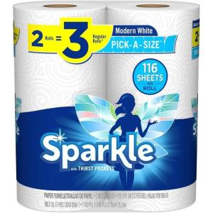 image:imageSparkle PickASize Paper Towels Spirited Prints 2 Double Rolls Strong 2 Ply Towels for Kitchen Cleanup and Everyday Messes2 Count Pack of 1