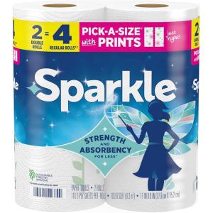 image:imageSparkle PickASize Paper Towels Spirited Prints 2 Double Rolls Strong 2 Ply Towels for Kitchen Cleanup and Everyday Messes2 Double Rolls Pack of 1